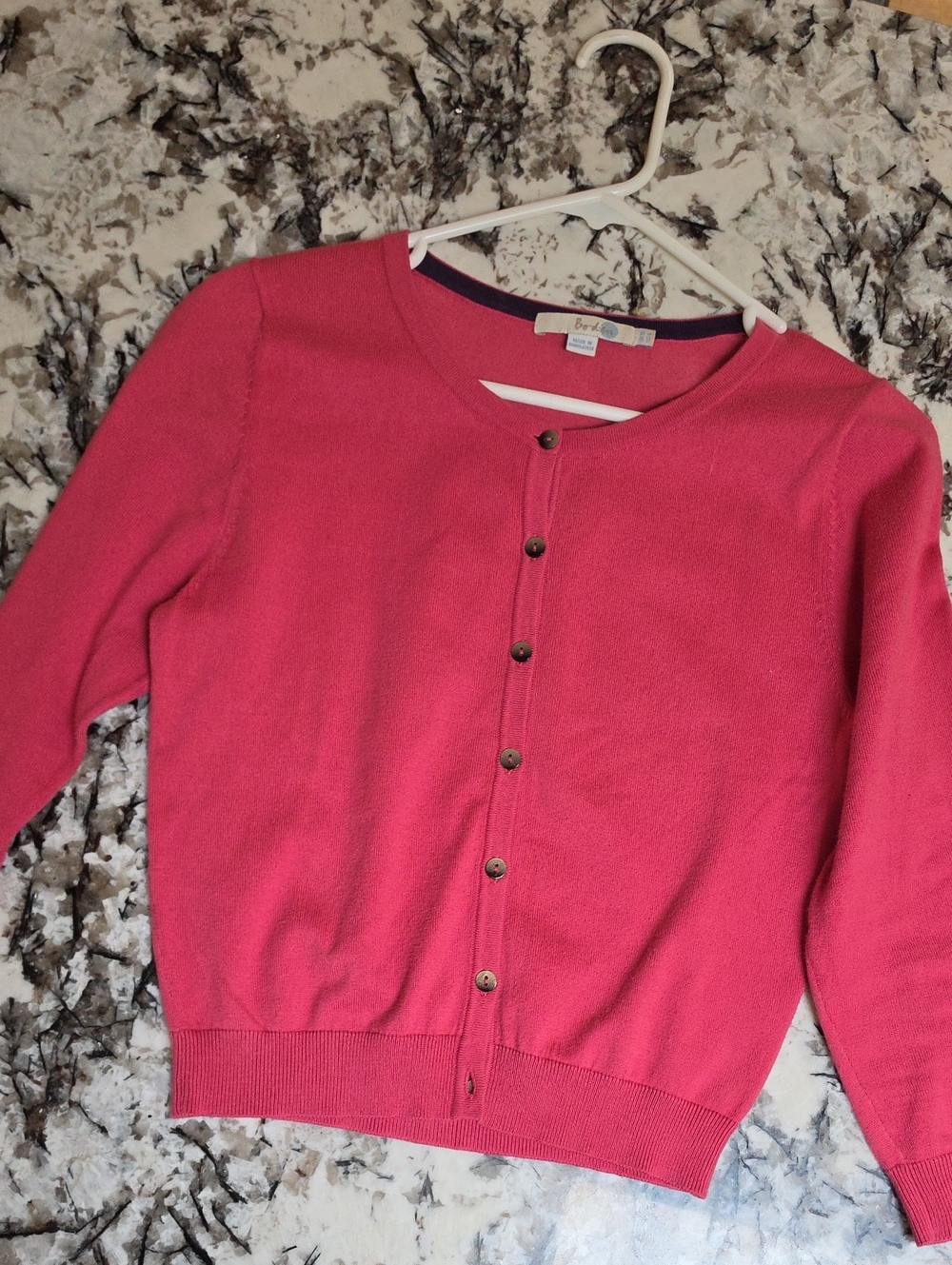 Boden Muted Pink Button-Front Cotton Cardigan